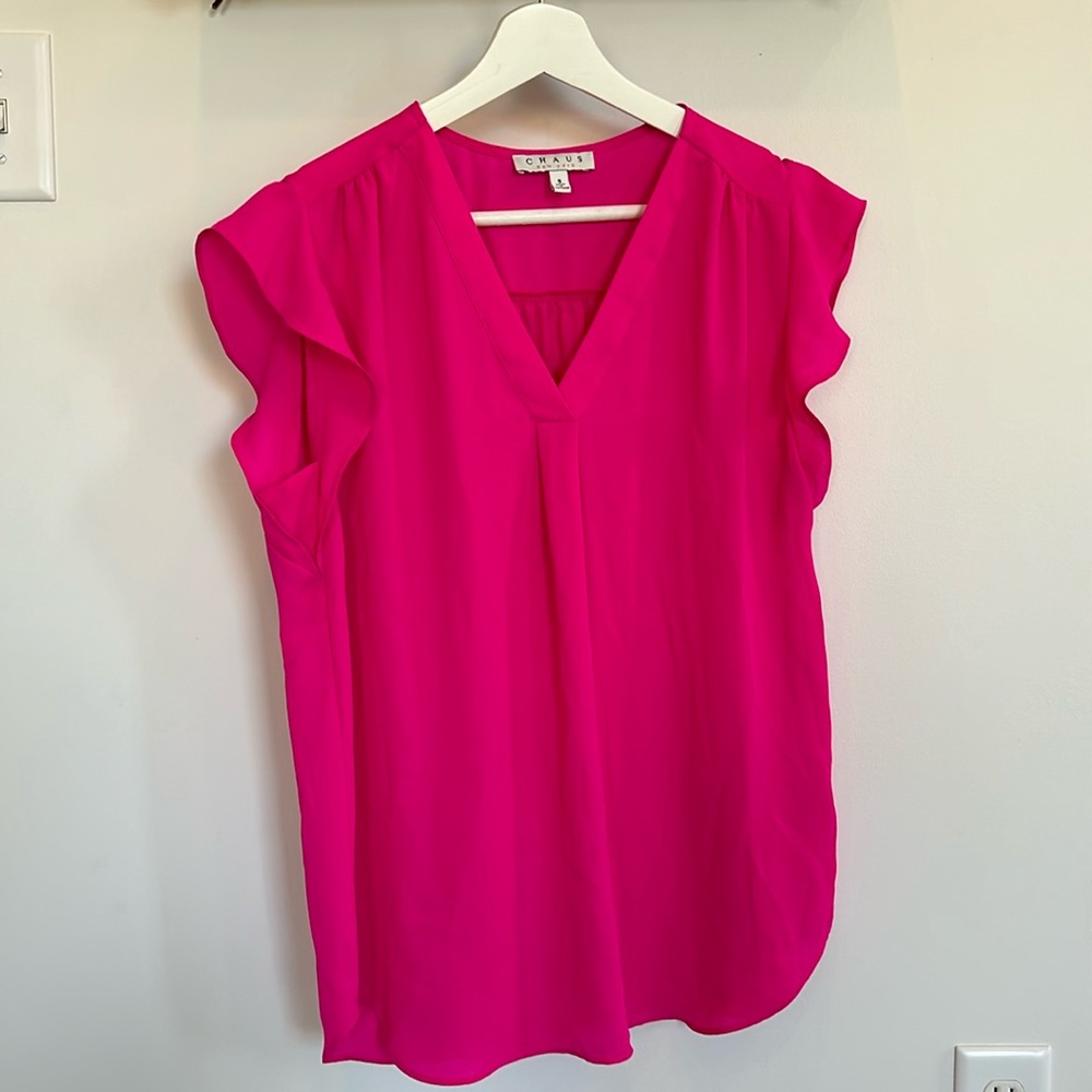 Hot pink short sleeve blouse